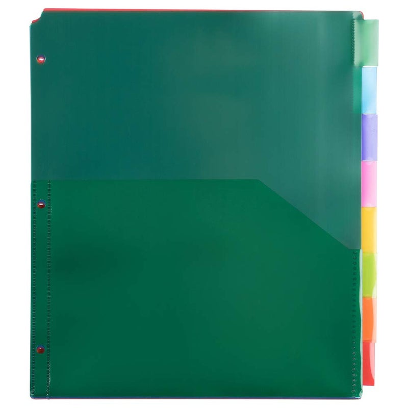 JAM PAPER Plastic Index 8-Tab Dividers w/Double Pockets - 9 3/4 x 11 1/2 - Assorted Multi-Color - 8 Tabbed Dividers/Pack - Image 2